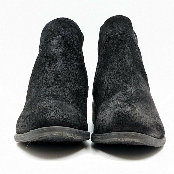 Born Women Arula Distressed Black Suede Western ankle boots size 6M NEW - Picture 2 of 9